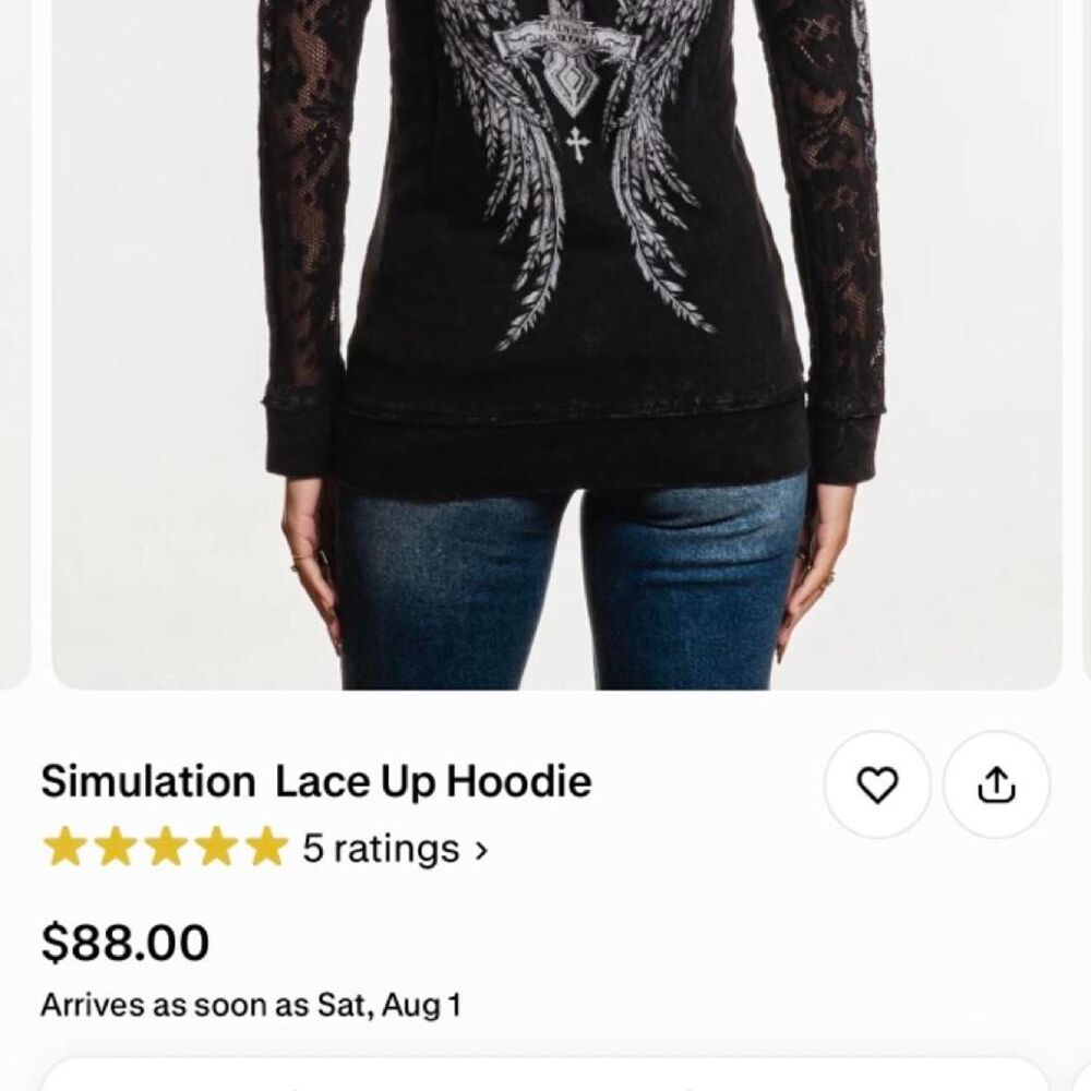 Affliction Women's Black Hoodie - Picture 1 of 8